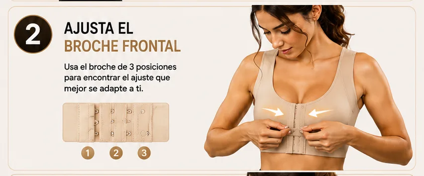 Paso 2: ajusta el broche frontal de 3 posiciones